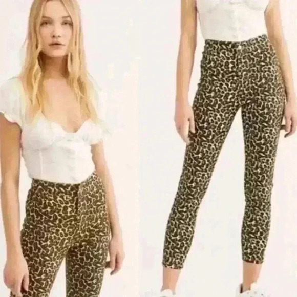 We The Free Animal Print Highrise Skinny Pants Jeggings Size 26 - Picture 1 of 14